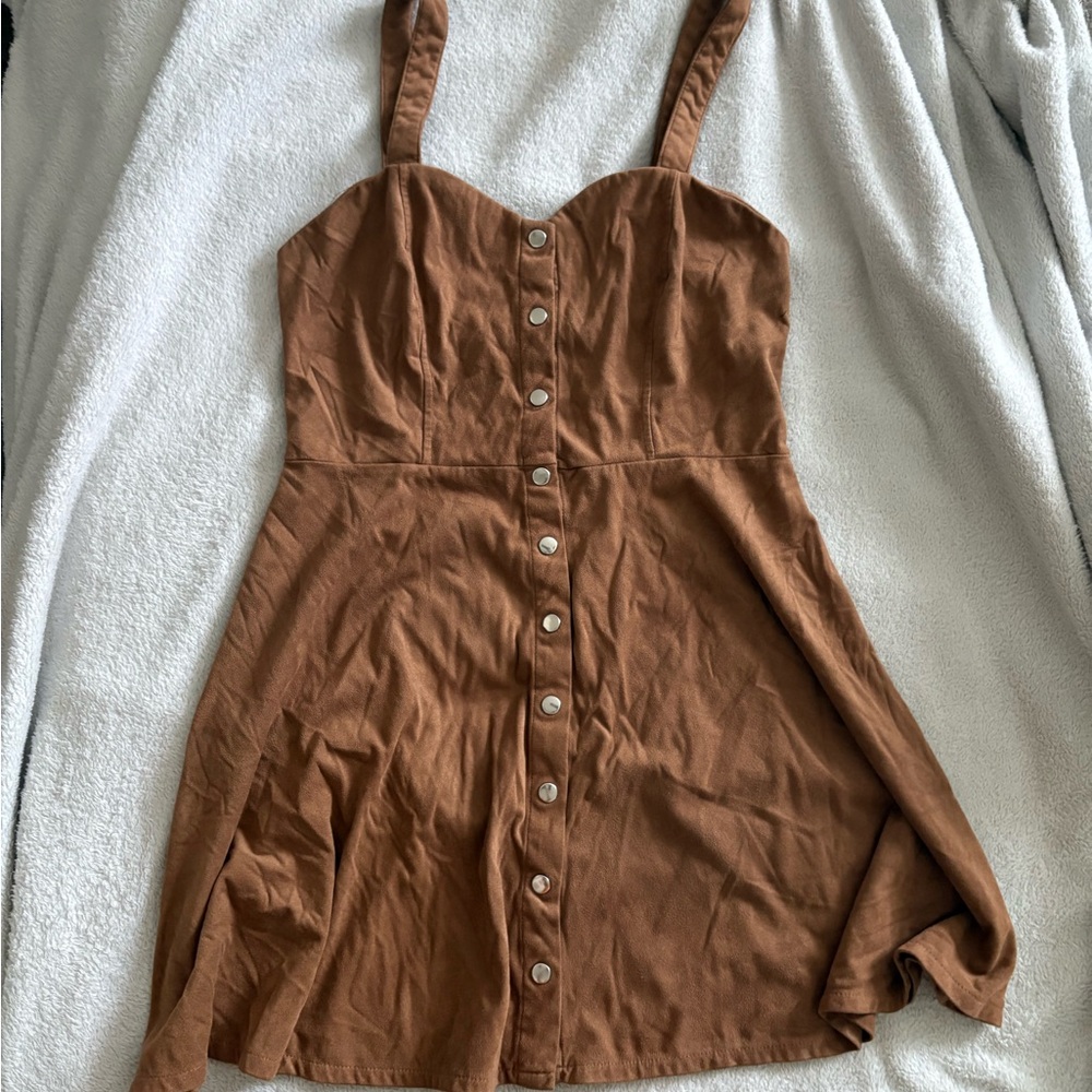 Forever 21 Brown Suede Buttoned Dress